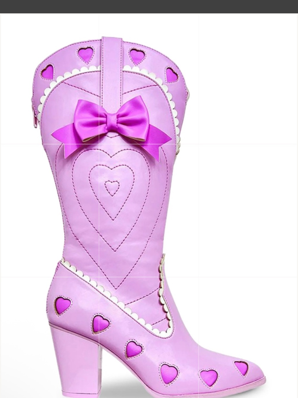 Pink Heart Bow Cowgirl Boots - Women. 10
